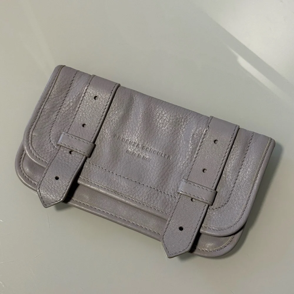 Gray Lilac Leather Women's Clutch - Picture 3 of 17